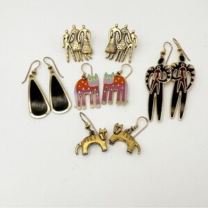 Laurel Burch 5 Pair Lot Cat Man Woman Tribal People Alexanders Animal